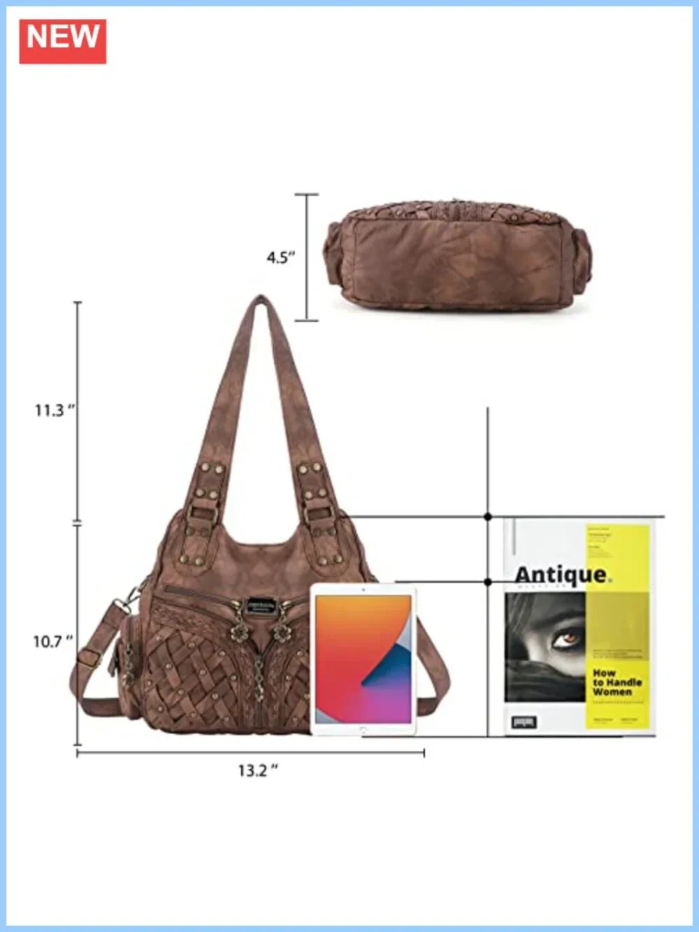 Large Hobo Shoulder Bag Women Anti-Scratch PU Leather Lightweight Tote Purse